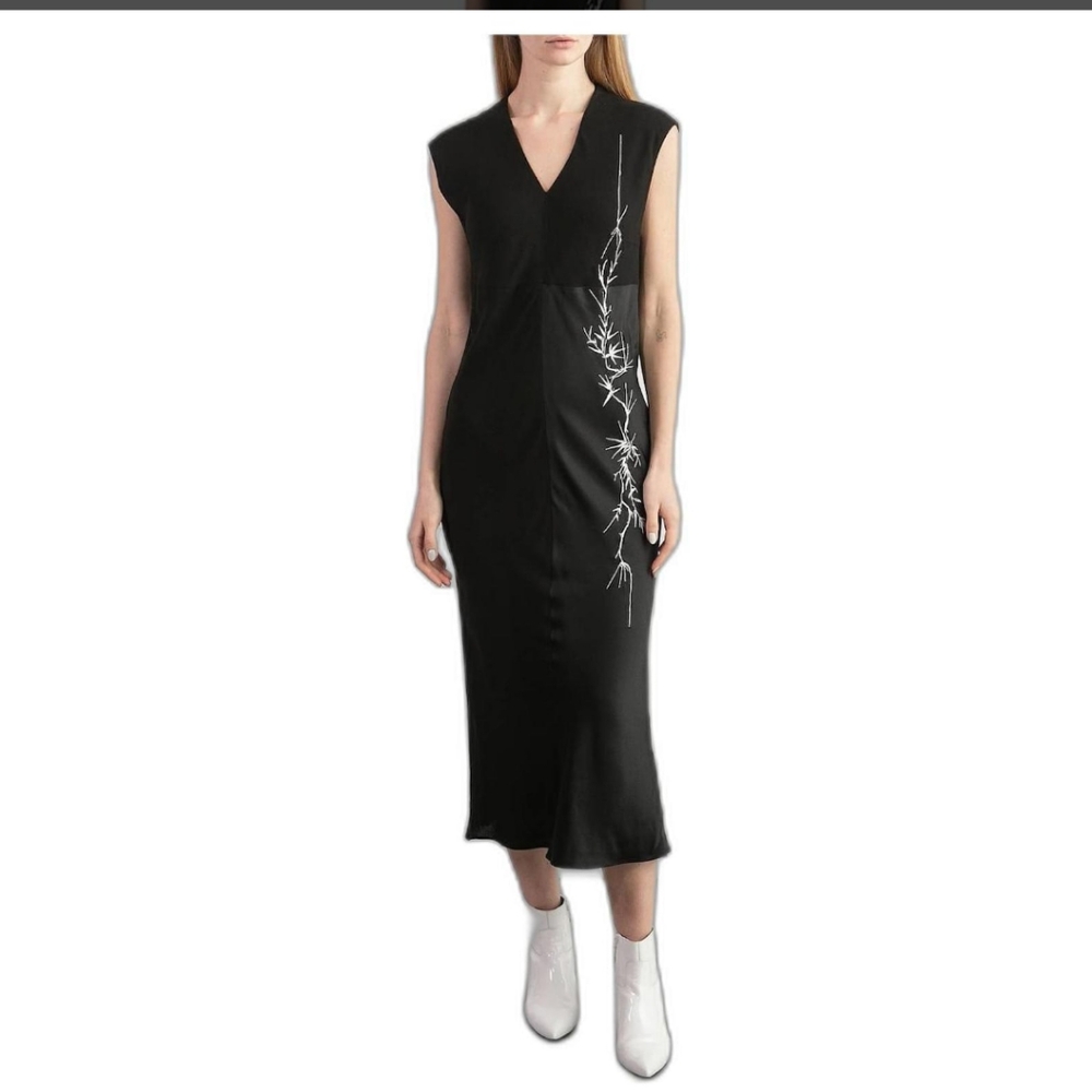 Haider Ackermann Black Embroidered Midi Dress Size 36